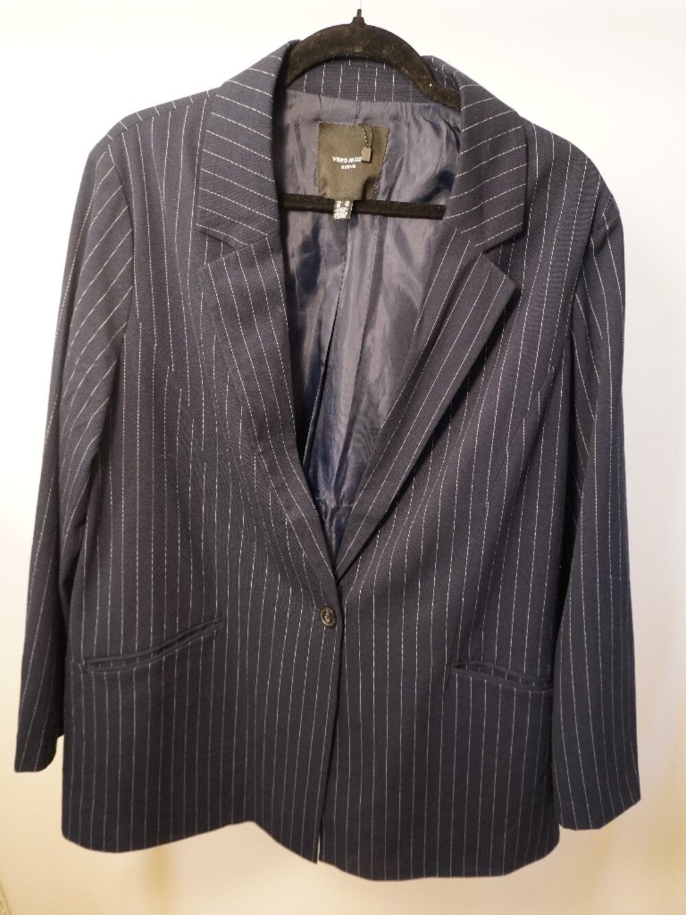 Vero Moda Curve Navy Pinstripe Oversized Blazer US 16